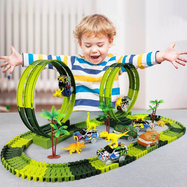 Dinosaur race Track Toy for Kid flexible car track